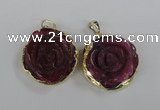 NGP1708 28*30mm - 30*32mm carved flower agate gemstone pendants