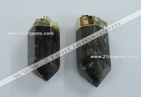 NGP1768 25*55mm - 20*60mm faceted nuggets green phantom quartz pendants