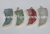 NGP1786 15*35mm - 20*45mm oxhorn druzy agate gemstone pendants