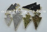 NGP1819 18*38mm - 28*45mm arrowhead druzy agate gemstone pendants