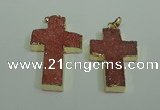 NGP1876 30*45mm - 32*50mm cross druzy agate gemstone pendants