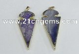 NGP1925 30*65mm arrowhead agate gemstone pendants wholesale