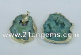 NGP1955 30*40mm - 45*55mm freeform druzy agate & amethyst pendants