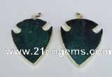NGP1965 47*57mm arrowhead agate gemstone pendants wholesale