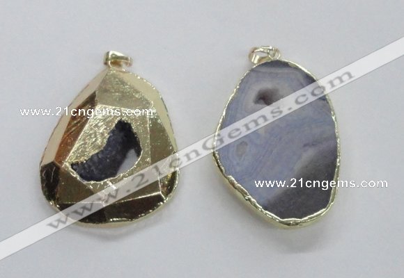 NGP1995 35*45mm - 40*50mm freeform plated druzy agate pendants