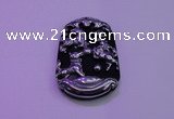 NGP2009 30*40mm carved silver plated matte black obsidian pendants