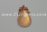 NGP2137 22*40mm agate gemstone pendants with crystal pave alloy settings