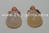 NGP2147 28*48mm agate gemstone pendants with crystal pave alloy settings