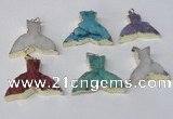 NGP2239 35*45mm - 40*55mm fishtail druzy agate gemstone pendants