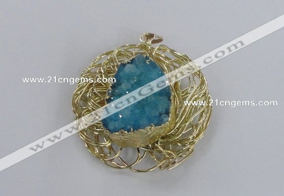 NGP2347 52mm - 55mm freeform druzy agate gemstone pendants