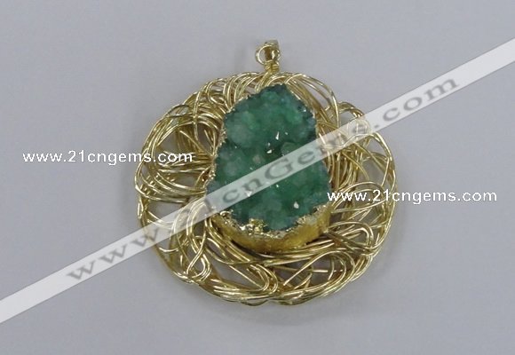 NGP2348 52mm - 55mm freeform druzy agate gemstone pendants