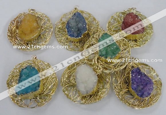 NGP2350 52mm - 55mm freeform druzy agate gemstone pendants