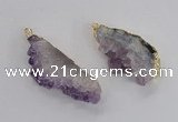 NGP2358 30*50mm - 30*65mm freeform druzy amethyst pendants