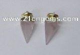 NGP2405 18*35mm - 20*40mm cone rose quartz pendants wholesale