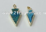 NGP2515 15*30mm - 20*35mm arrowhead agate gemstone pendants