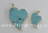 NGP2595 25*35mm - 35*45mm heart turquoise pendants wholesale