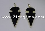 NGP2651 25*48mm - 28*54mm arrowhead agate pendants wholesale