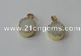 NGP2665 14mm - 15mm coin druzy quartz gemstone pendants