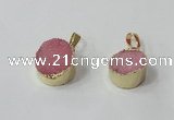 NGP2668 14mm - 15mm coin druzy quartz gemstone pendants