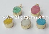 NGP2671 14mm - 15mm coin druzy quartz gemstone pendants