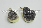 NGP2770 25*30mm - 30*40mm freeform plated druzy agate pendants