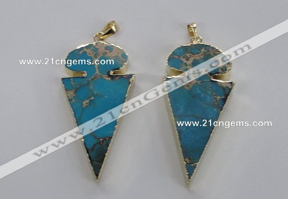 NGP2821 25*50mm - 27*55mm arrowhead sea sediment jasper pendants