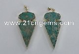 NGP2822 25*50mm - 27*55mm arrowhead sea sediment jasper pendants
