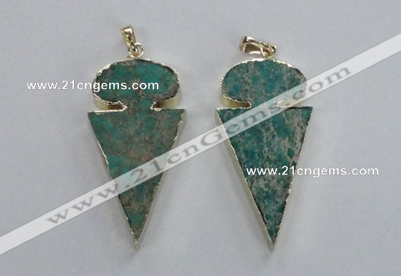 NGP2822 25*50mm - 27*55mm arrowhead sea sediment jasper pendants