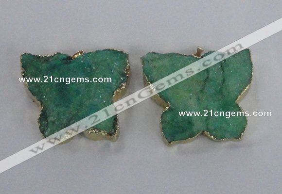 NGP2875 40*50mm - 45*55mm butterfly druzy agate pendants wholesale