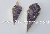 NGP3029 15*35mm – 20*50mm arrowhead amethyst gemstone pendants