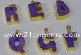 NGP3072 20*25mm - 25*30mm letter druzy agate pendants wholesale