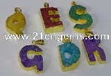 NGP3076 20*25mm - 25*30mm letter druzy agate pendants wholesale
