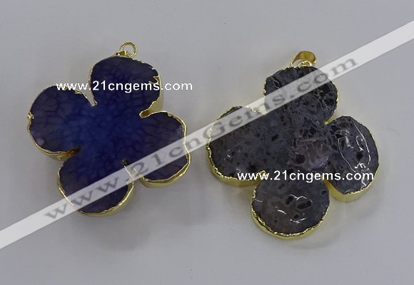 NGP3334 43*45mm - 45*47mm flower agate gemstone pendants