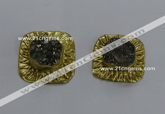 NGP3355 30*30mm - 32*32mm square druzy agate gemstone pendants
