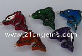 NGP3429 25*40mm - 30*45mm dolphin agate gemstone pendants