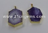 NGP3495 25*40mm - 30*45mm hexagon druzy agate pendants