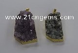 NGP3506 22*40mm - 30*45mm freeform druzy amethyst pendants