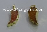 NGP3604 15*30mm - 18*40mm wing-shaped druzy agate pendants