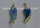 NGP3607 15*30mm - 18*40mm wing-shaped druzy agate pendants