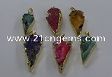 NGP3619 15*30mm - 20*40mm arrowhead druzy agate pendants