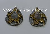 NGP3670 35*45mm flat teardrop druzy agate pendants wholesale