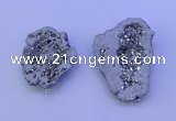 NGP3717 28*35mm - 40*45mm freeform plated druzy agate pendants