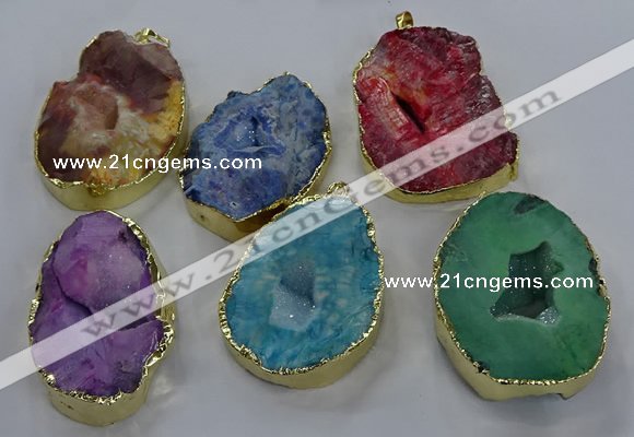 NGP3762 30*40mm - 40*50mm freeform druzy agate pendants