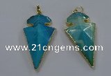 NGP3804 25*50mm - 28*55mm arrowhead agate gemstone pendants