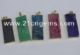 NGP3960 20*50mm - 25*45mm rectangle druzy agate gemstone pendants