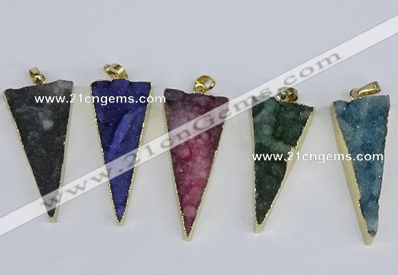 NGP3990 20*48mm - 25*50mm triangle druzy agate pendants wholesale