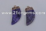 NGP4002 15*30mm - 16*35mm horn druzy quartz gemstone pendants
