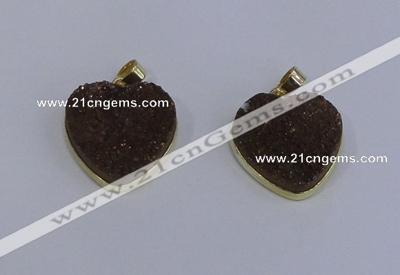 NGP4022 20*20mm heart druzy quartz gemstone pendants