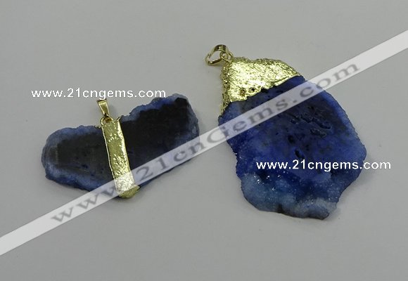 NGP4136 25*35mm - 40*50mm freeform druzy quartz pendants wholesale