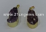 NGP4240 18*35mm teardrop druzy amethyst pendants wholesale